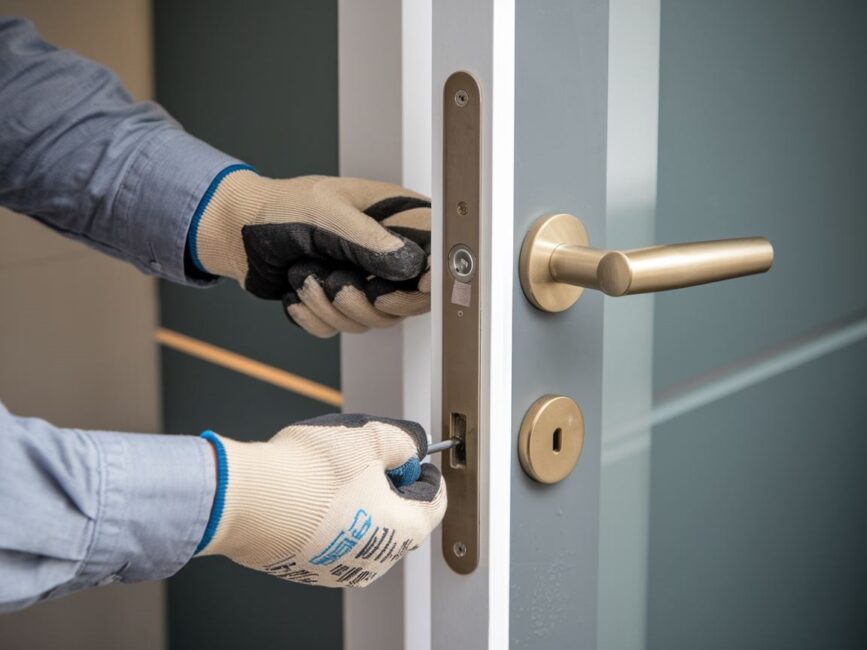 Klamka drzwiowa w trakcie demontażu